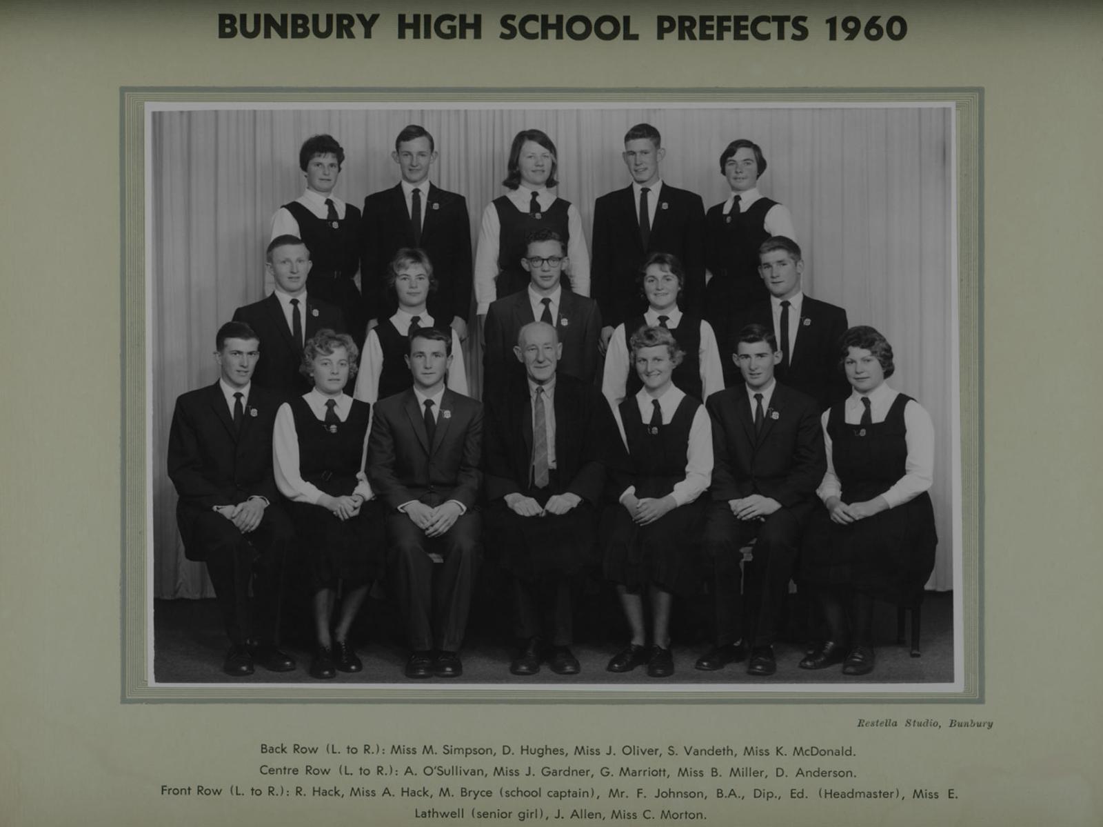 BHS Prefects 1960