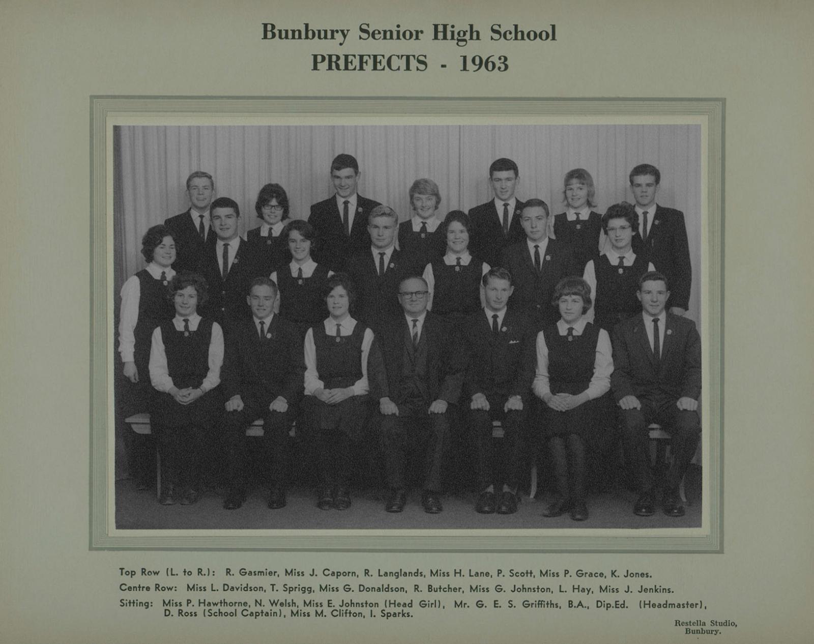 BHS Prefects 1963 Source: Bunbury Senior High School 763