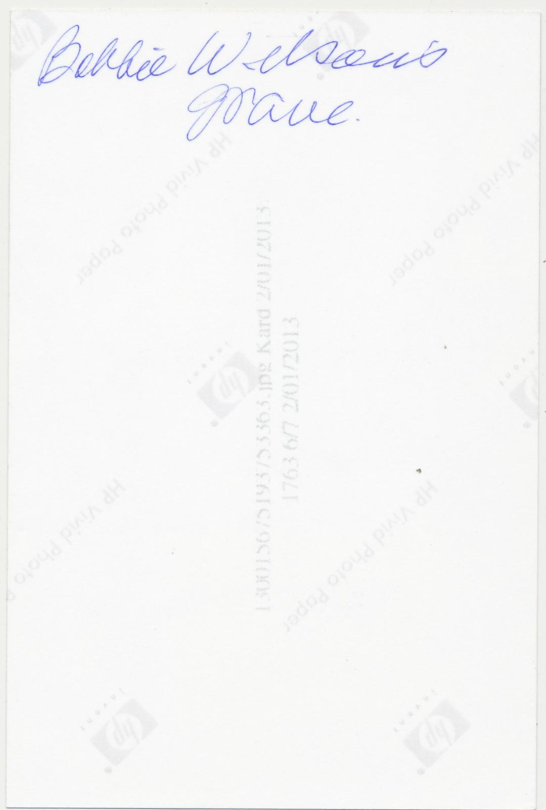 Back of photograph of Grave of Robert John Wilson