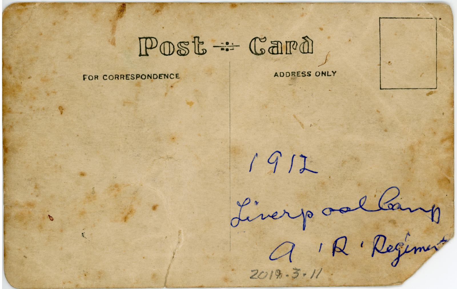 Rear view of photo showing inscription.