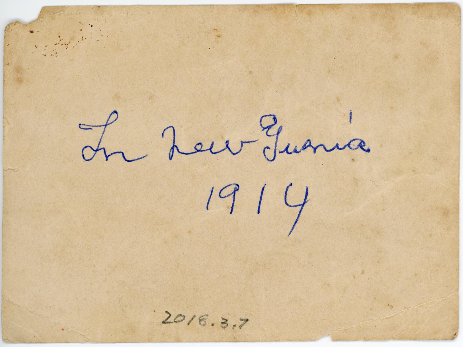 Rear view of photo showing inscription.