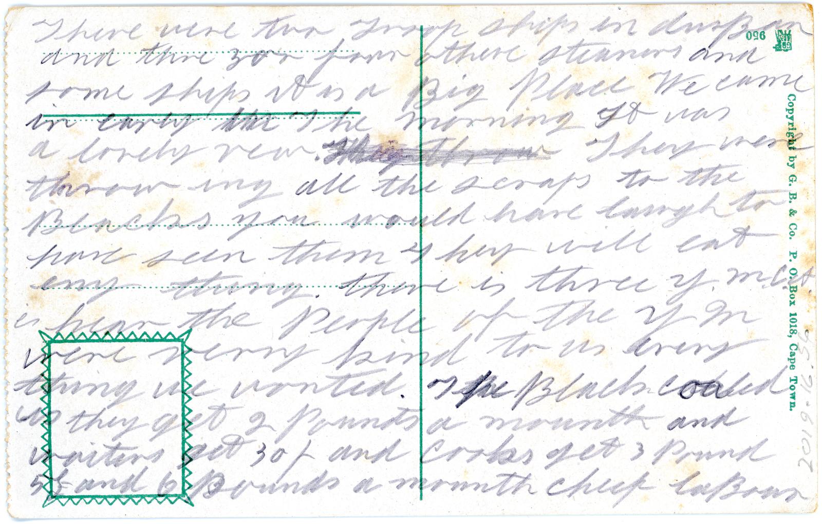 First World War Postcard sent from Pte. Edward Charles MOUCHEMORE 6351