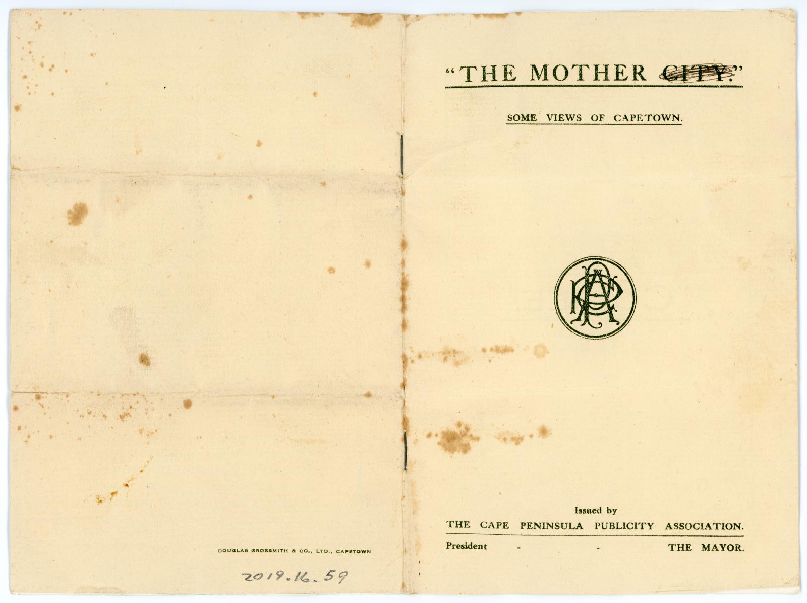 First World War Souvenir Booklet sent home by Pte Edward Charles MOUCHEMORE