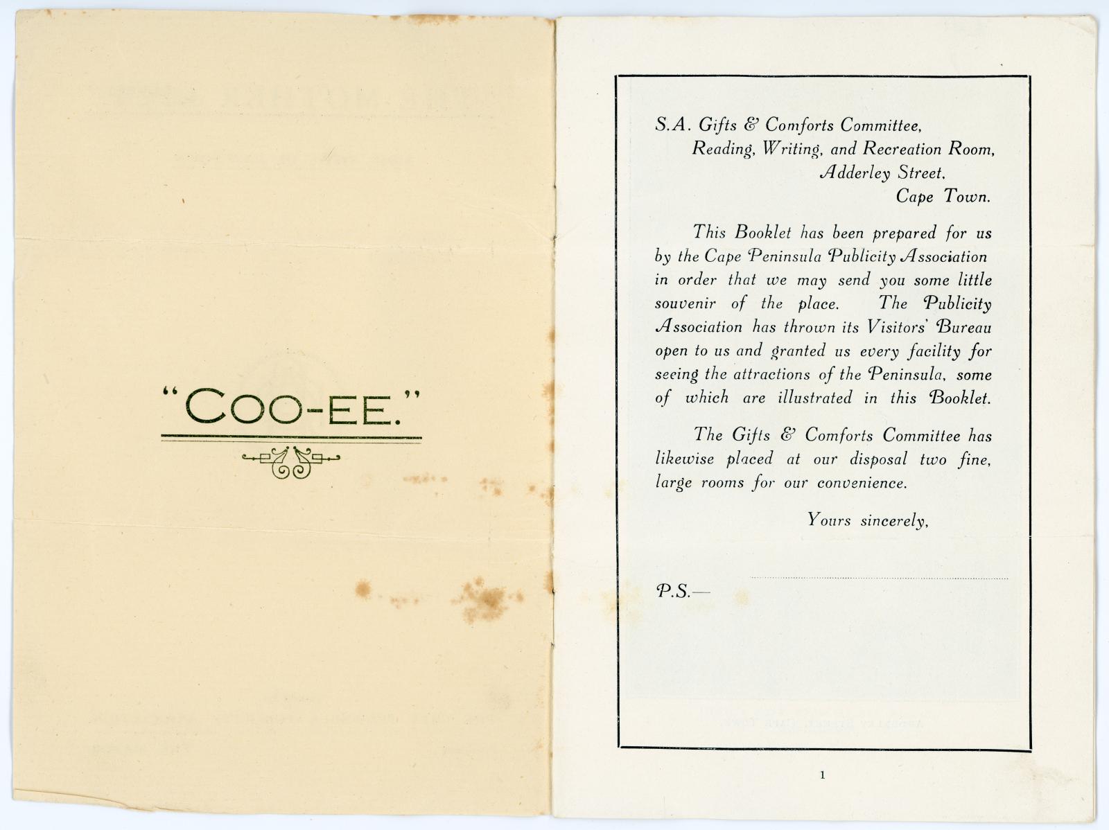 First World War Souvenir Booklet sent home by Pte Edward Charles MOUCHEMORE