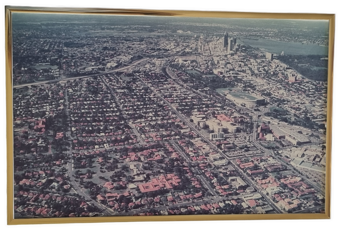 26-262 Aerial Photo taken of the MercyCare Wembley Campus as well as the outer Perth/Subiaco/Wembley area photo without background. 