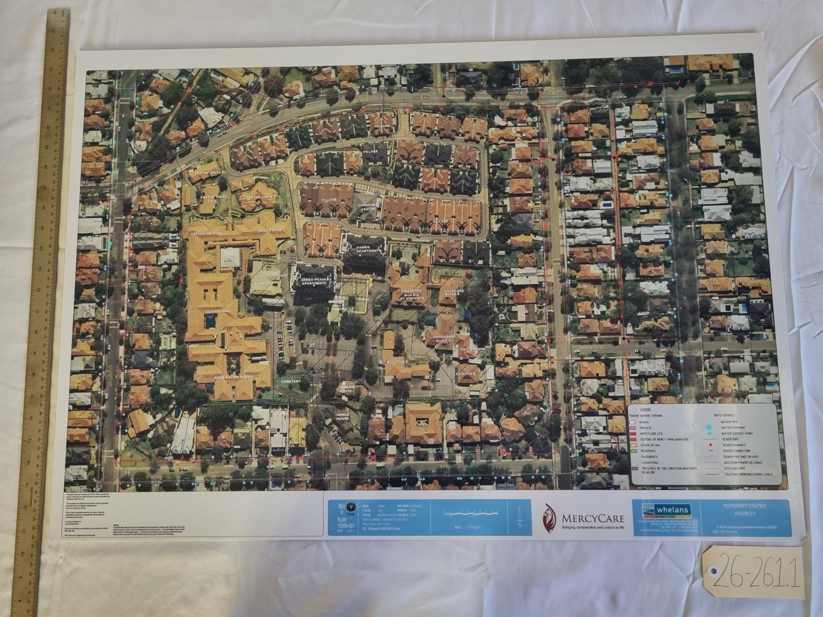 26-261.1 Aerial view/plan of the MercyCare Wembley Campus photo with scale and tag. 