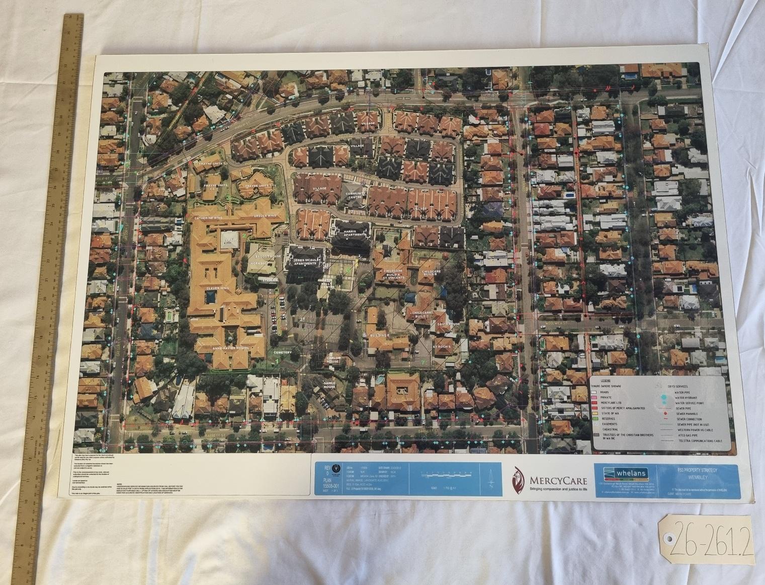 26-261.2 Aerial view/plan of the MercyCare Wembley Campus photo with scale and tag.