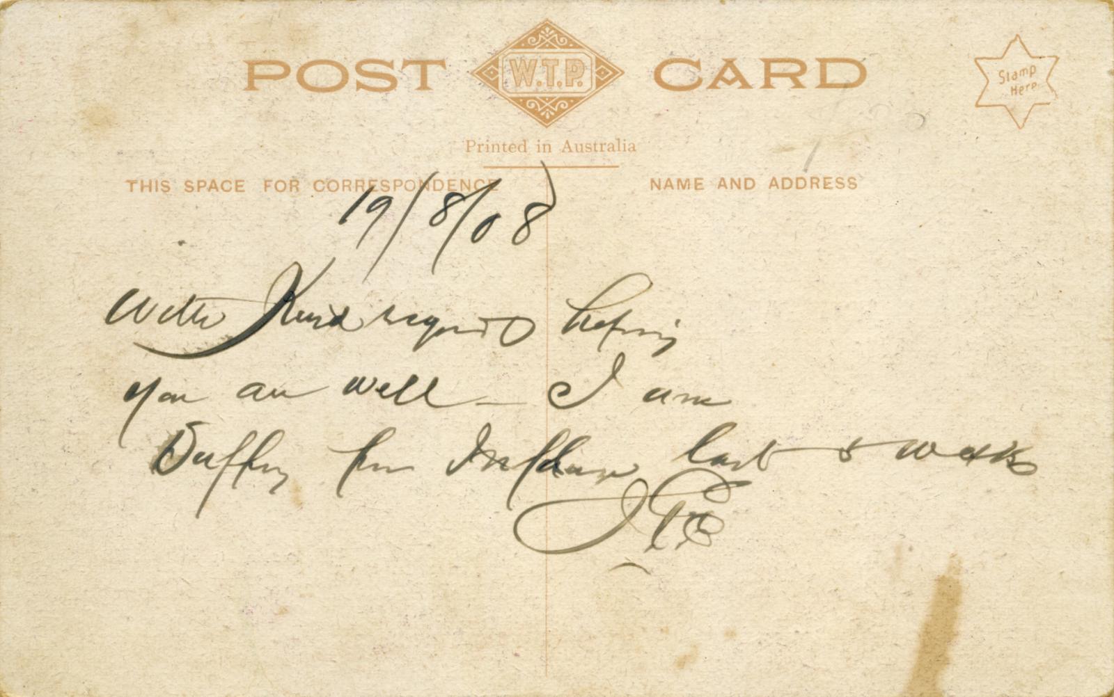 Reverse of Great White Fleet State Entertainments souvenir postcard