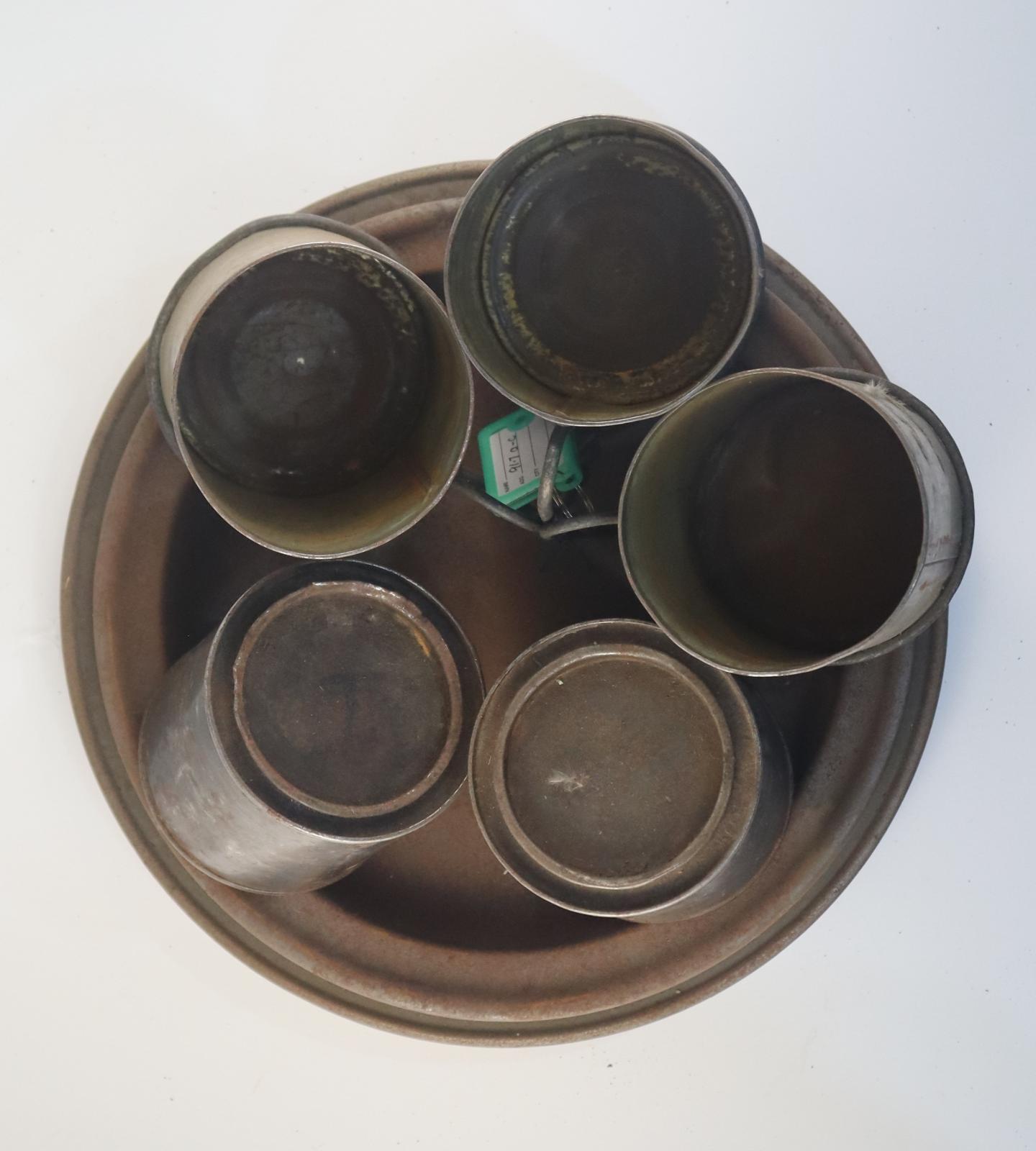 Top view of Tin Mugs and Plates