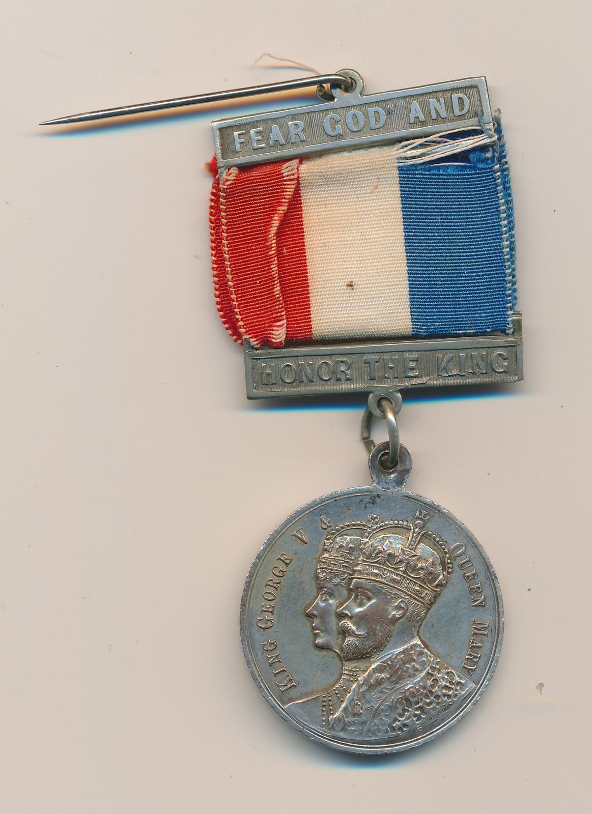 Front view of King George V Coronation Medal