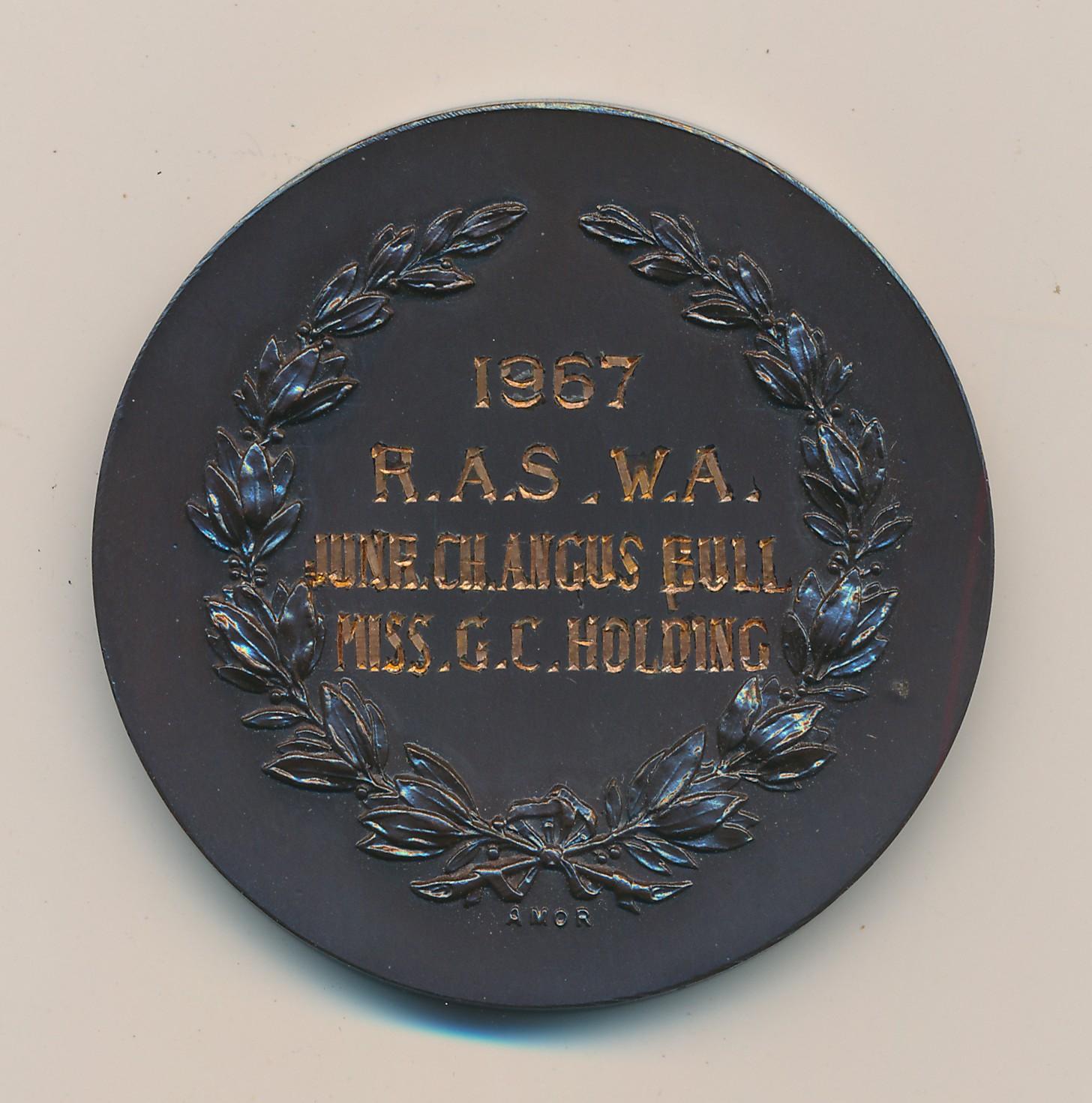 Back of Angus Society of Australia Medal