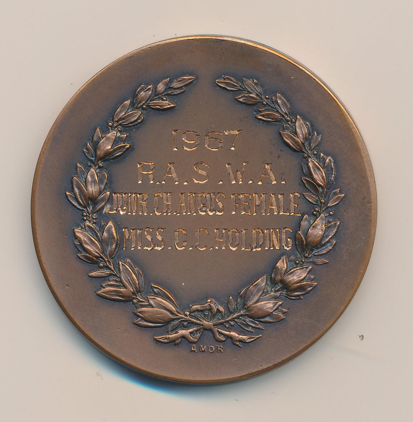 Back of Angus Society of Australia Medal