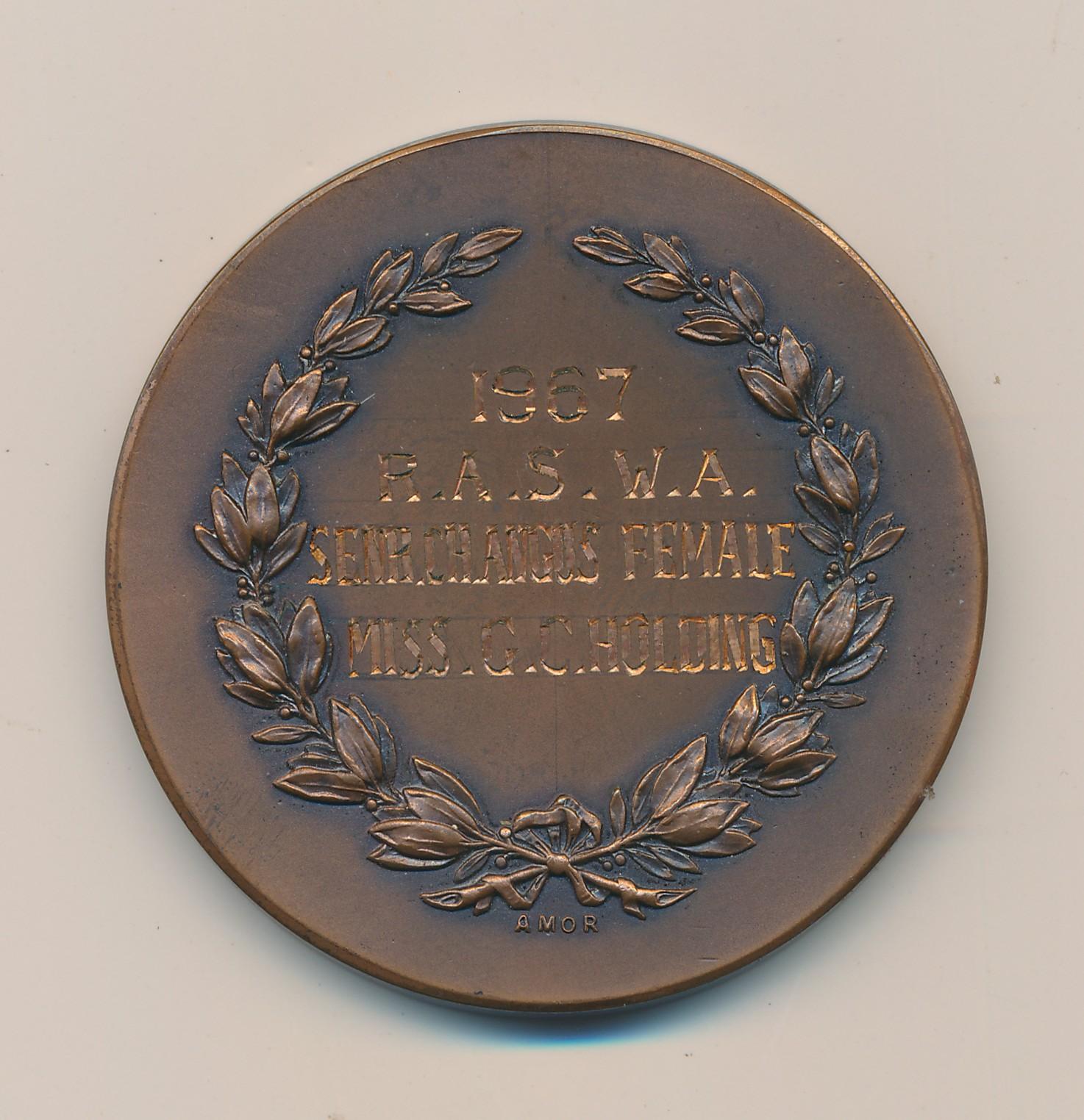 Back of Angus Society of Australia Medallion