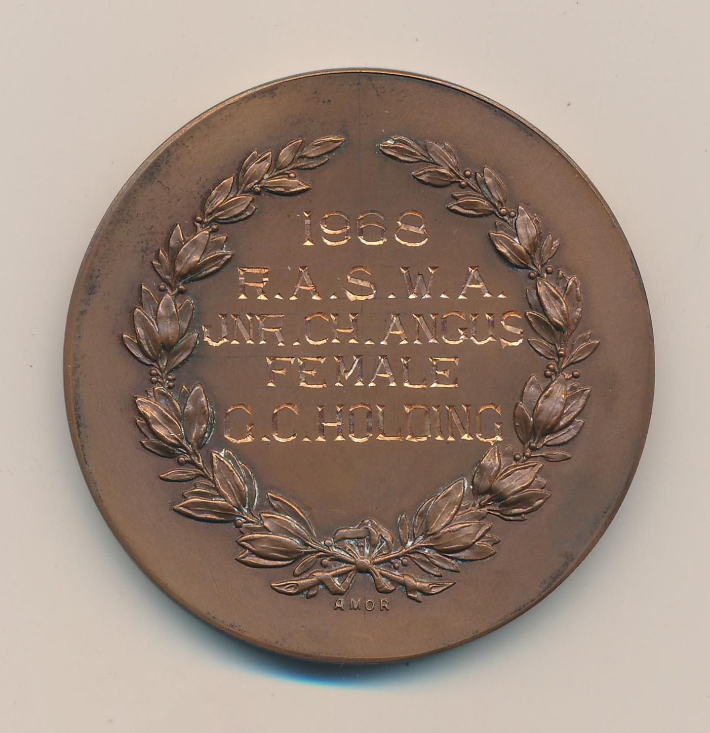 Back of Angus Society of Australia Medal
