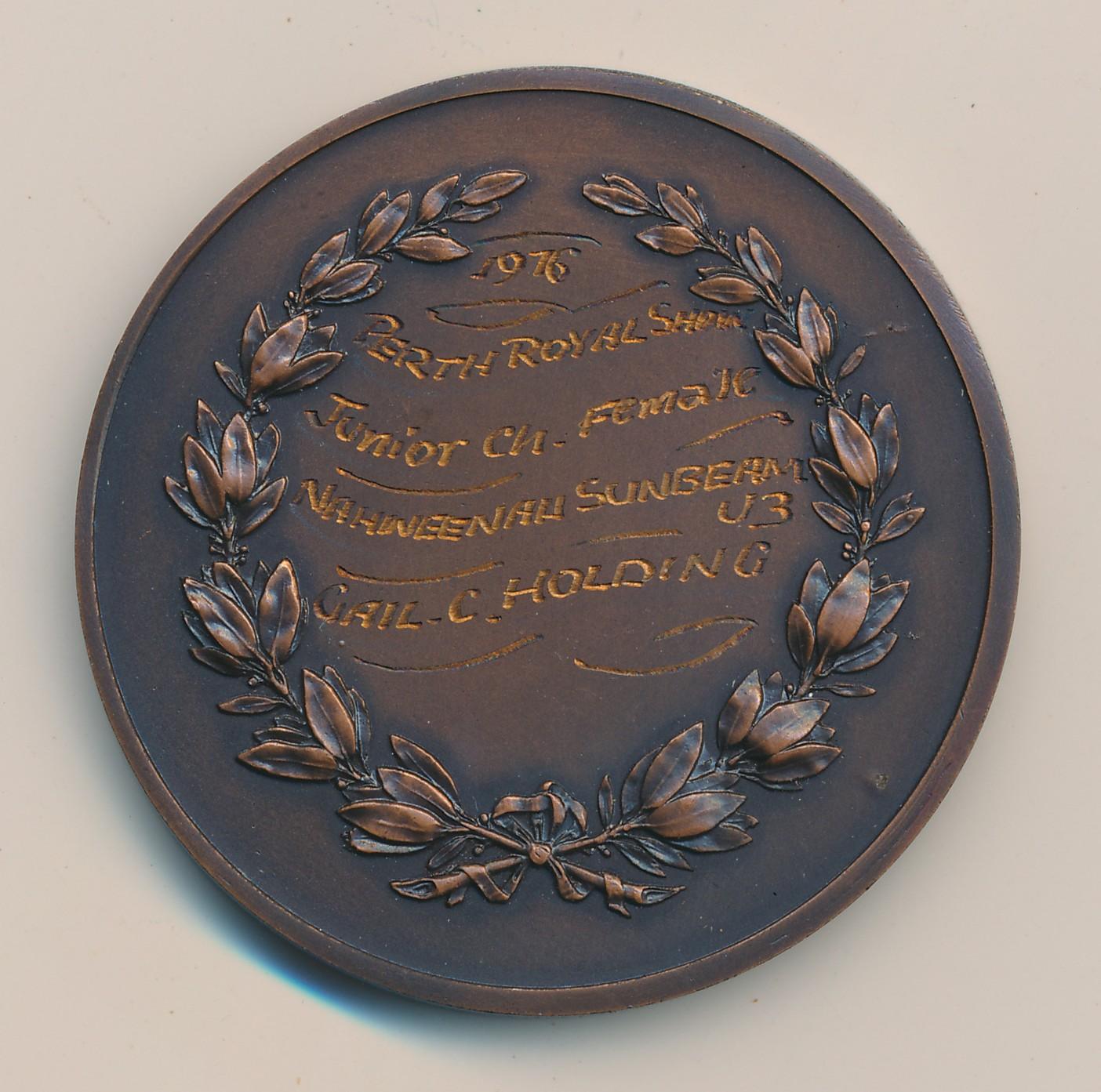 Back of Angus Society of Australia Medal