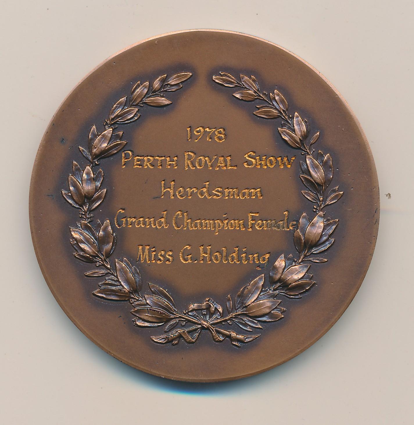 Back of Angus Society of Australia Medal