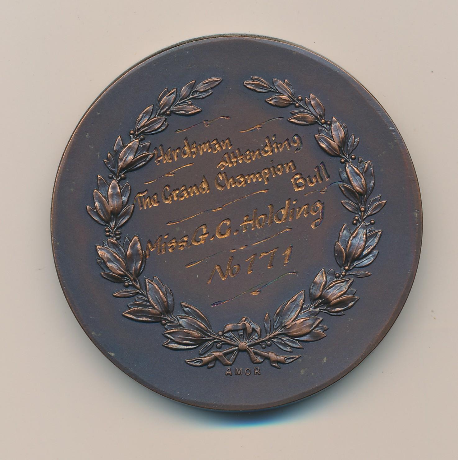 Back of Angus Society of Australia Medal