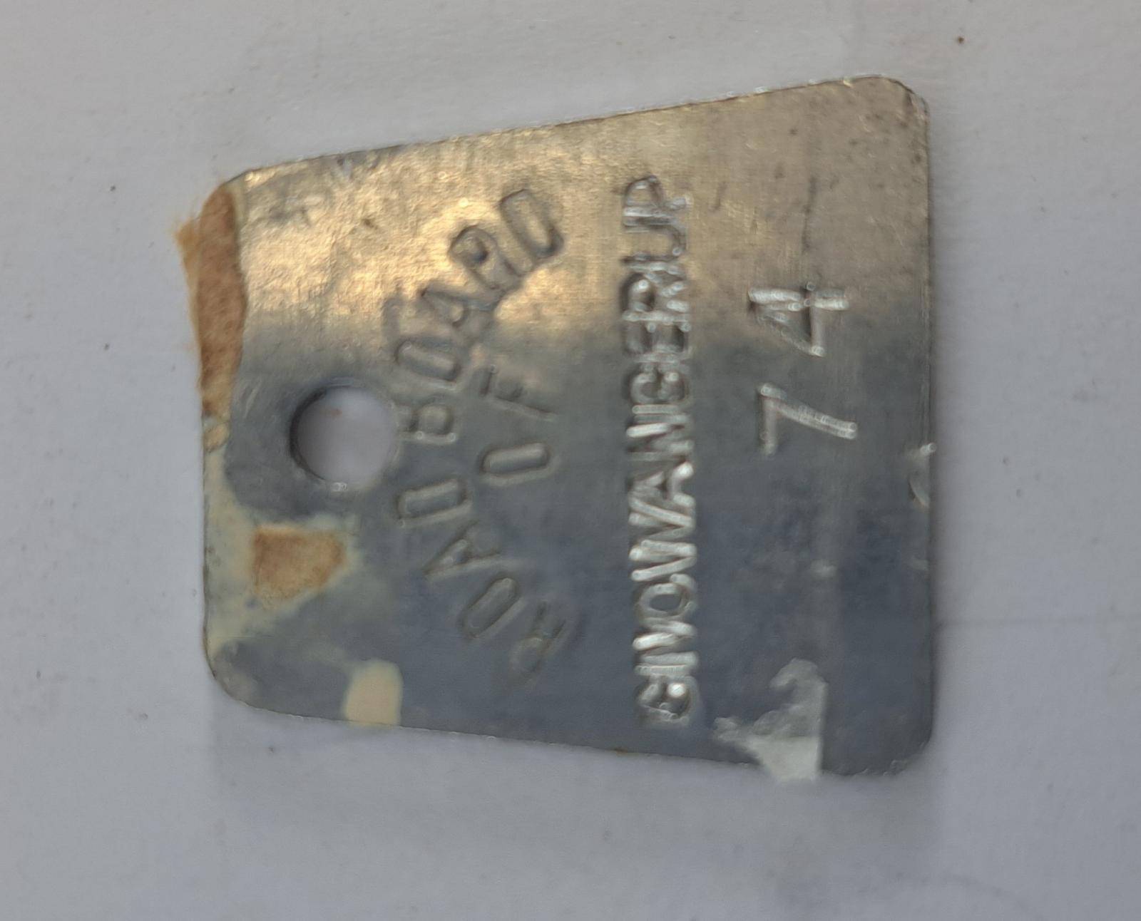 Back of a dog licence tag