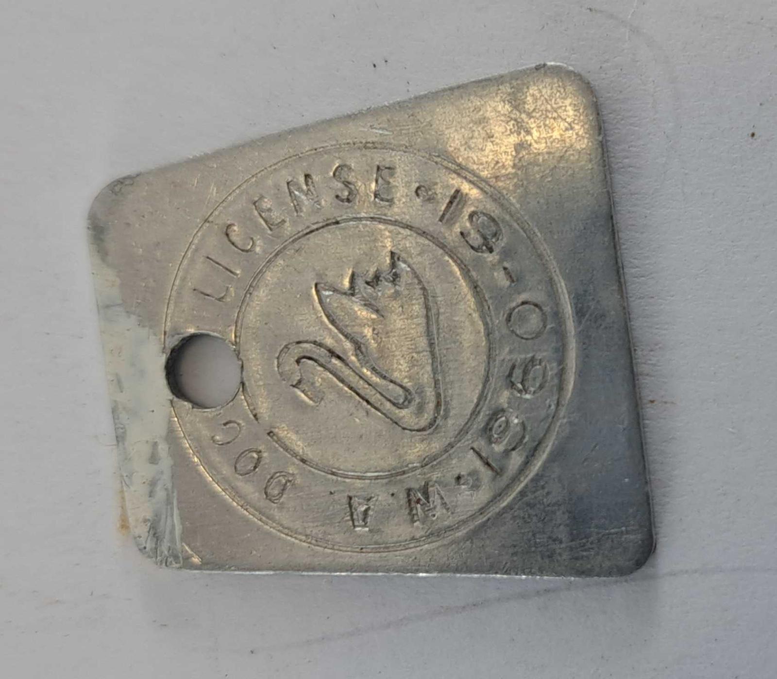 A dog licence tag