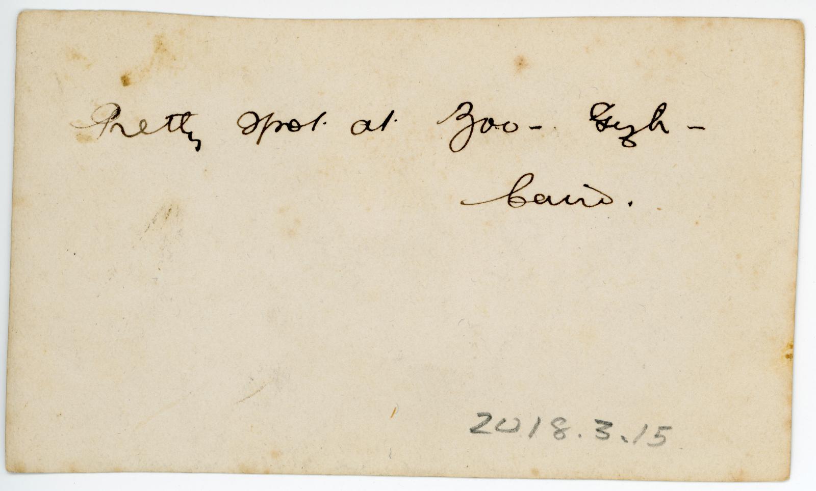 Rear view of photo showing inscription.