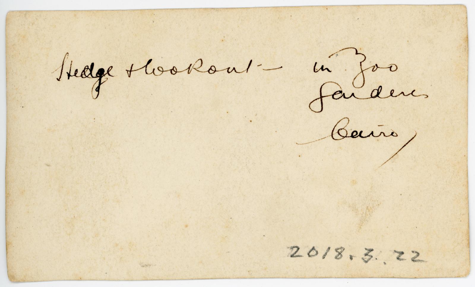 Rear view showing inscription.