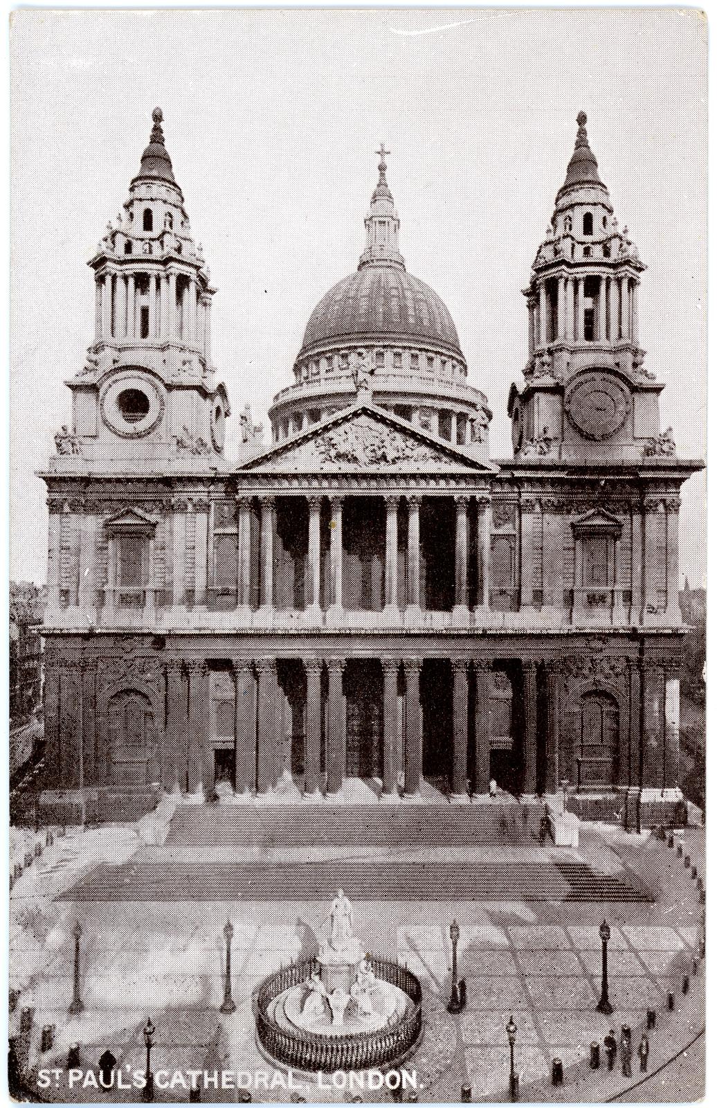 First World War Postcard ‘St Paul’s Cathedral’ sent from Pte. Edward Charles MOUCHEMORE 6351