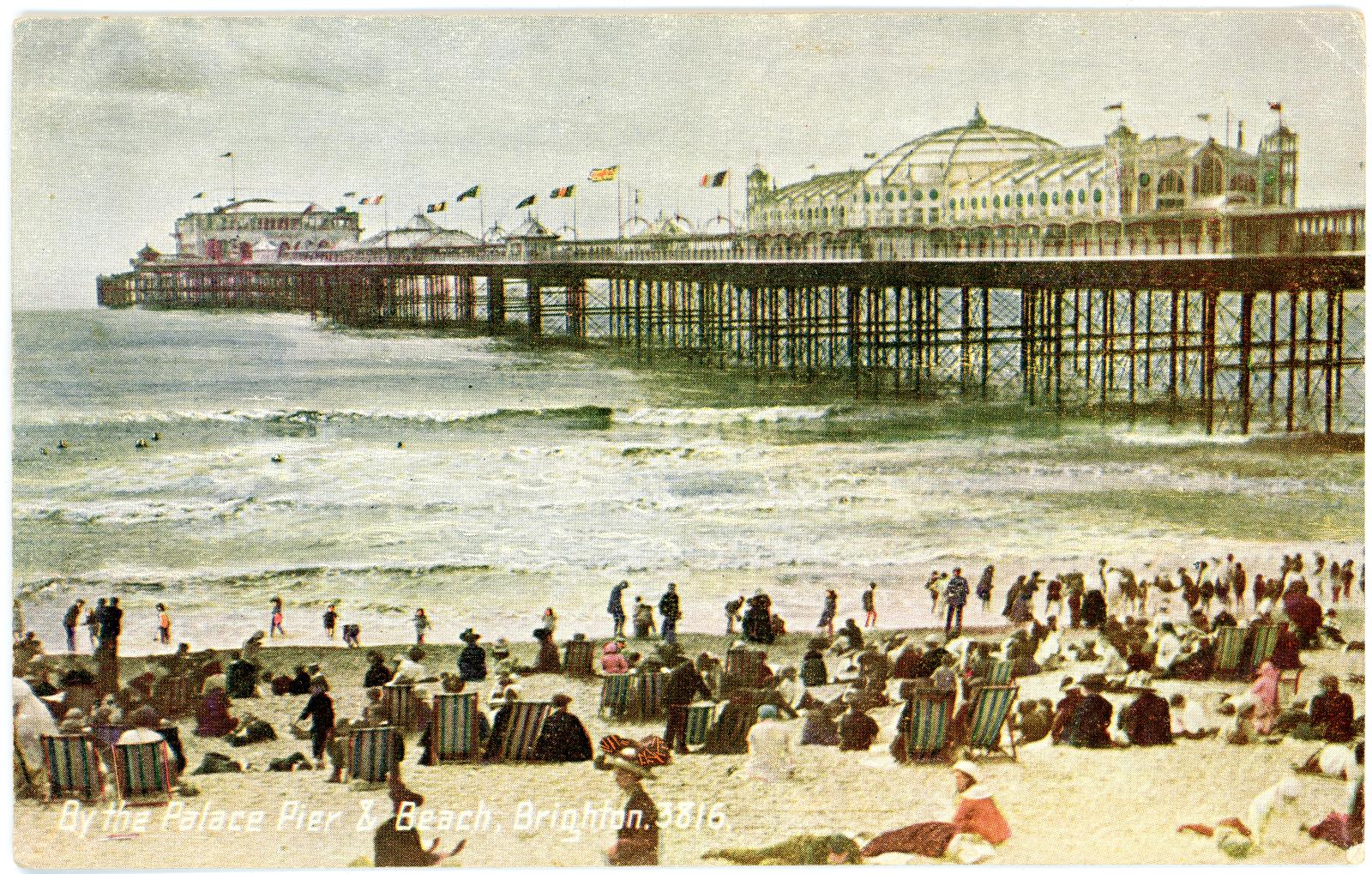 First World War ‘Palace Pier, Brighton’ Postcard sent from Pte. Edward Charles MOUCHEMORE, 6351