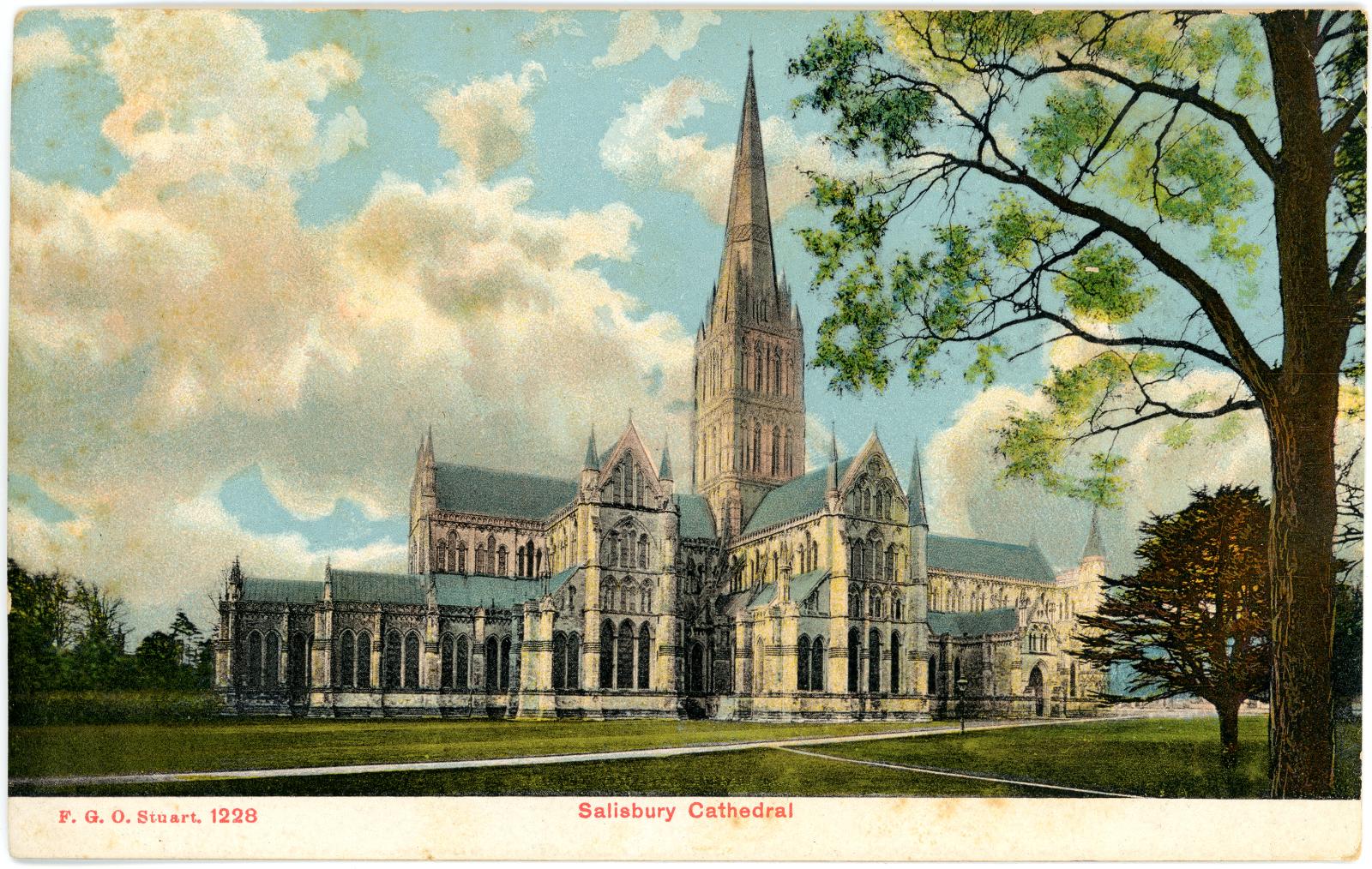 First World War Postcard ‘Salisbury Cathedral’ sent from Pte. Edward Charles MOUCHEMORE, 6351