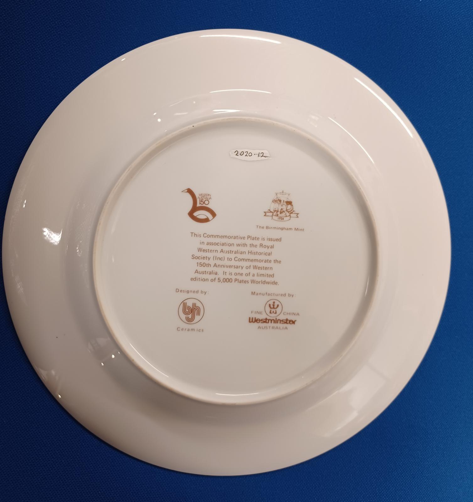 Souvenir plate - 150th WA Anniverysary (back)