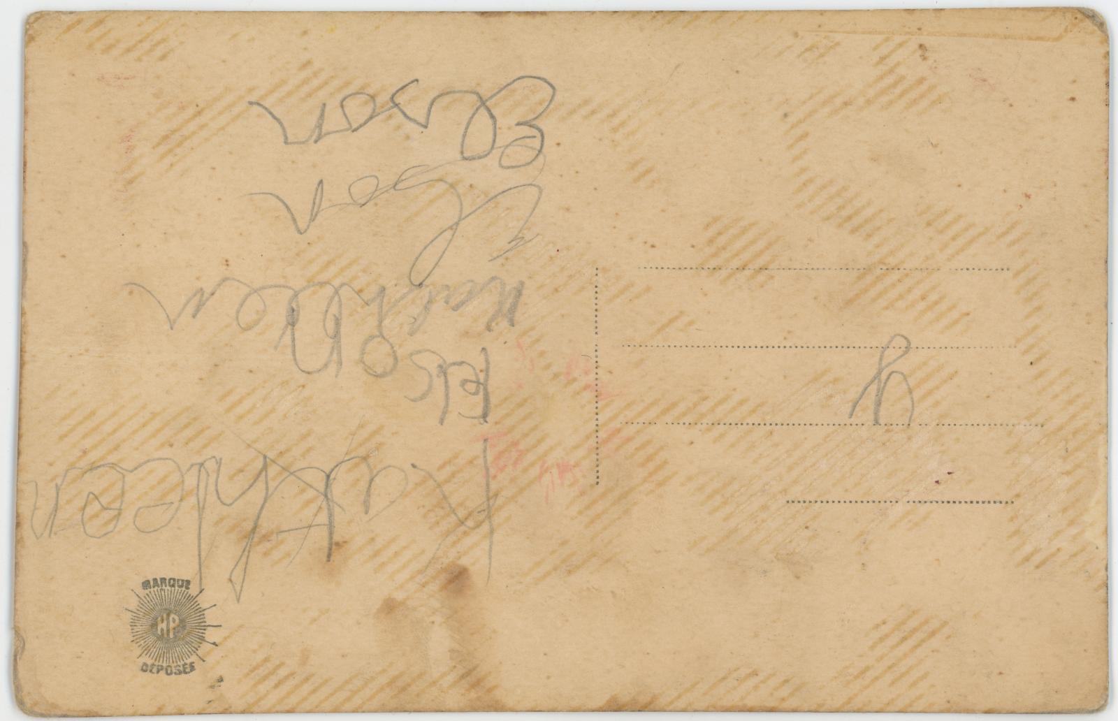 First World War ‘Heaps of Kisses for my Darling’ Silk Postcard from Edward (Ted) PERRY, RAMC (back)