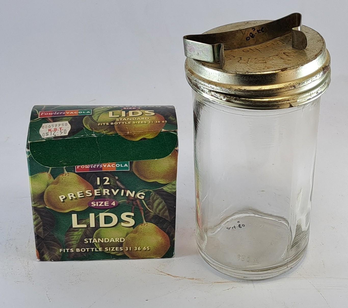 24.80 a. b. c. d. Fowlers Vacola bottling jar, clips and lids 