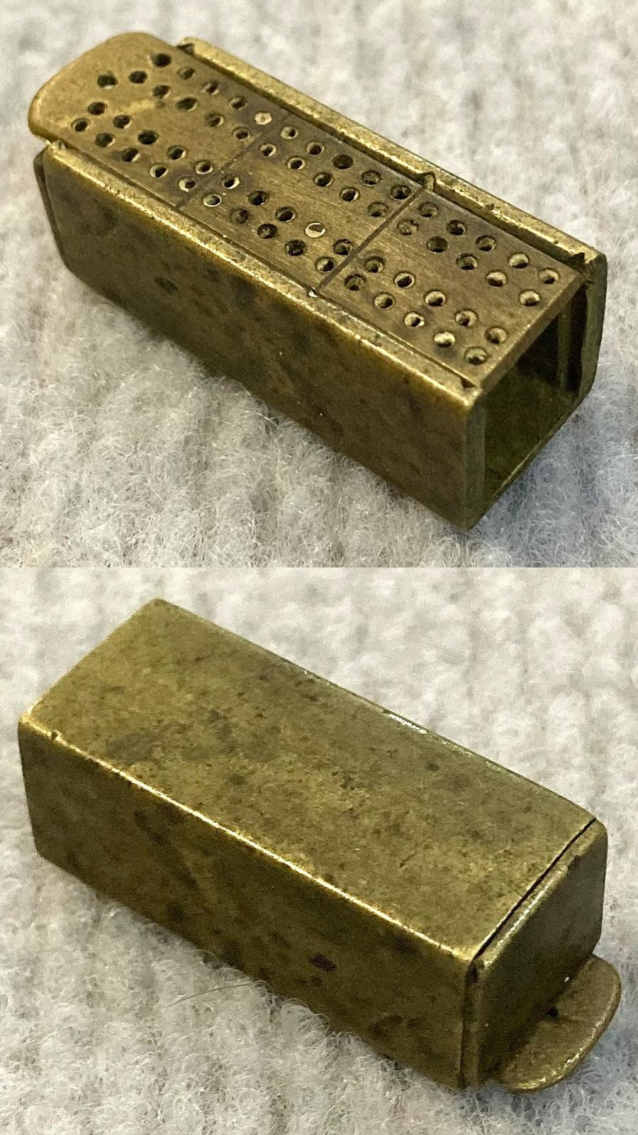 Trench art miniature domino set - box closed, top and bottom