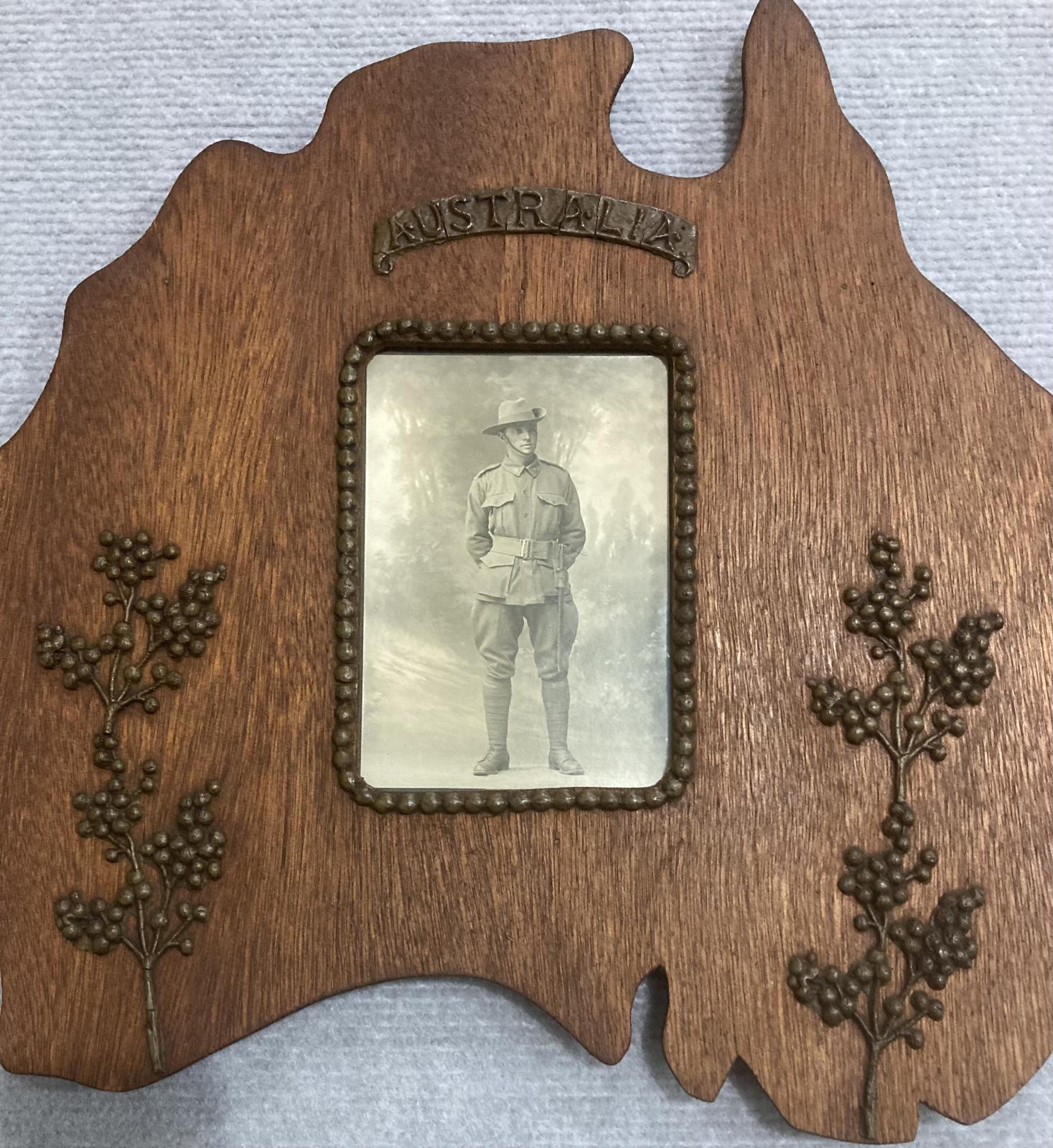 Central section of WWI Australian soldier portrait in timber frame