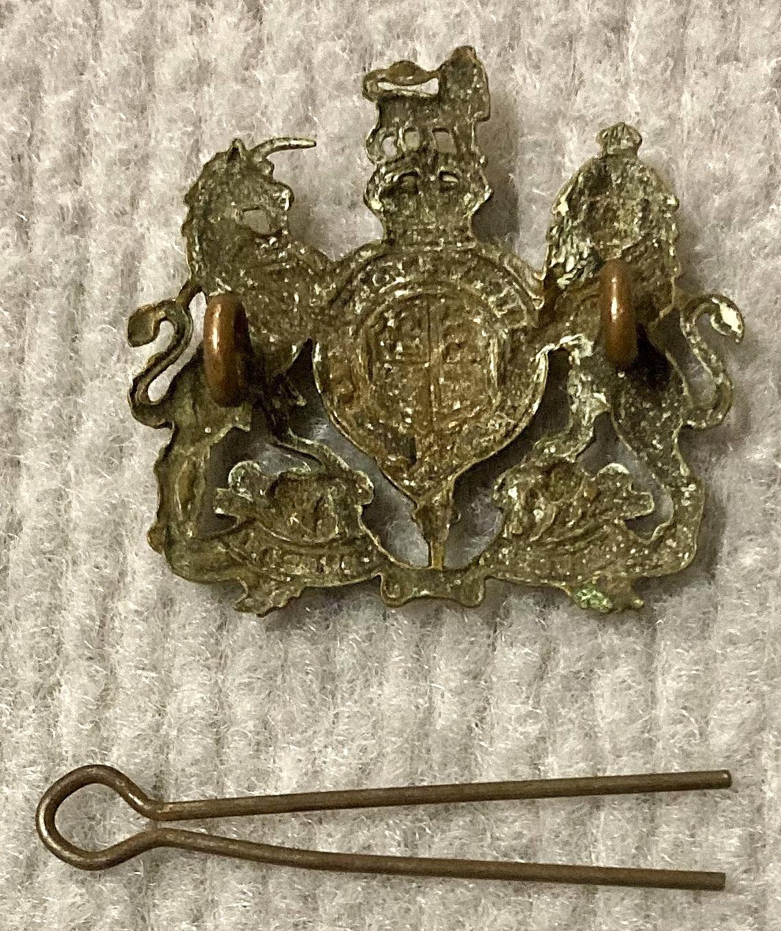 Reverse of British Army General Service Corps cap badge - pin removed