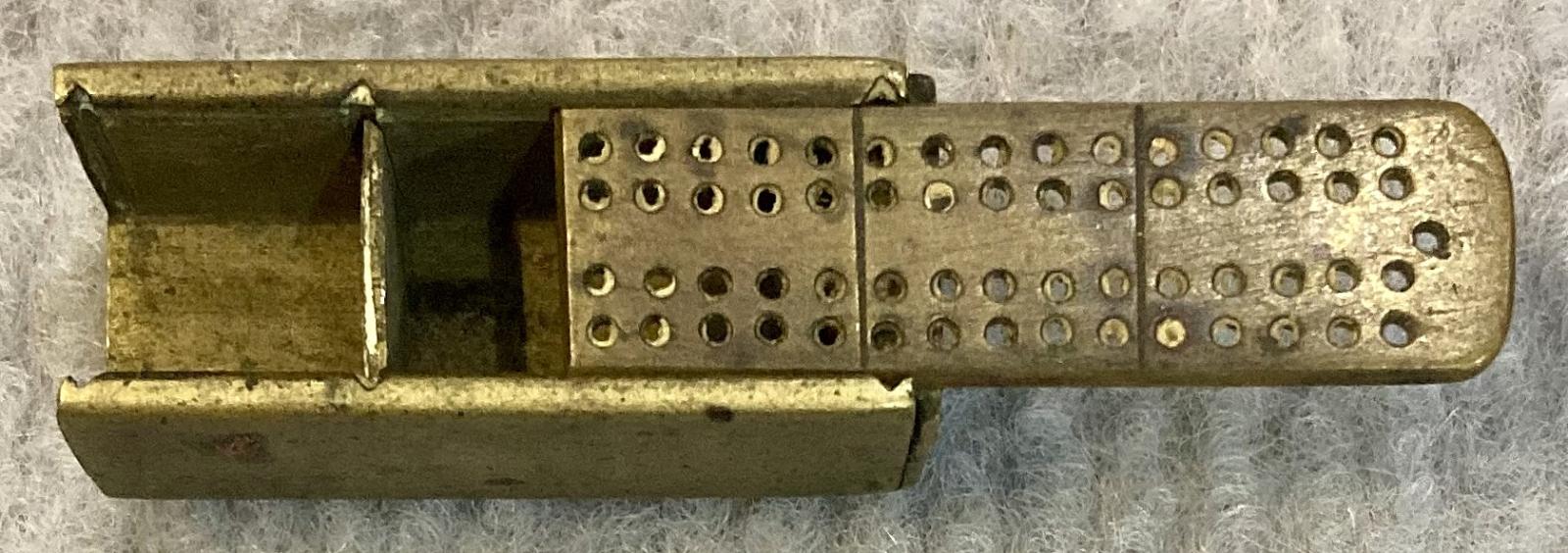 Trench art miniature domino set - box showing sliding lid