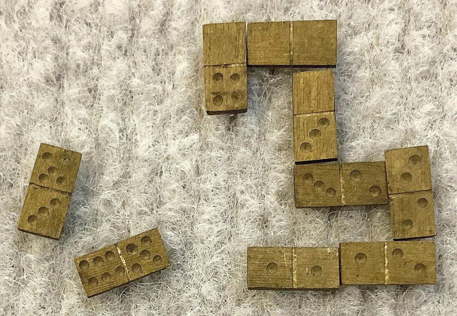 Trench art miniature domino set - dominoes in game format