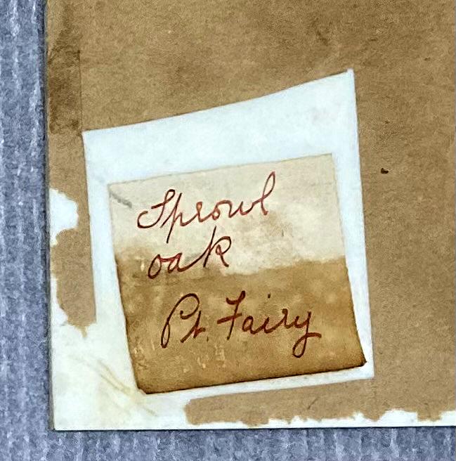 Label on reverse of portrait of Australian soldier on opalite backing