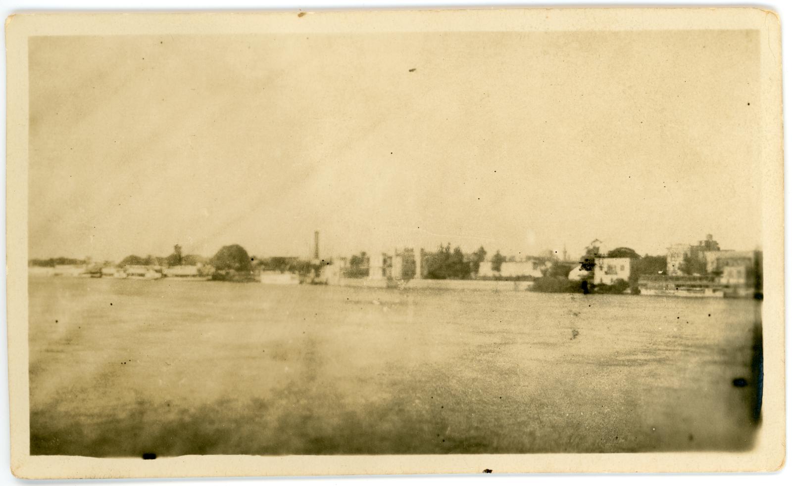 Photo showing view down the Nile river from the Boulac Bridge.