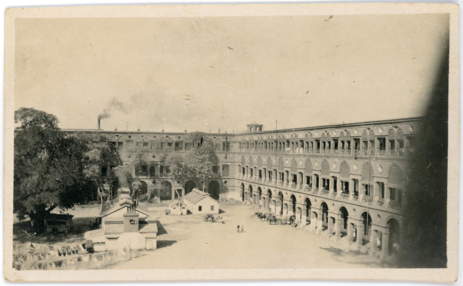 Photograph shows the Kasr-el-Nil Barracks, with a central compound.