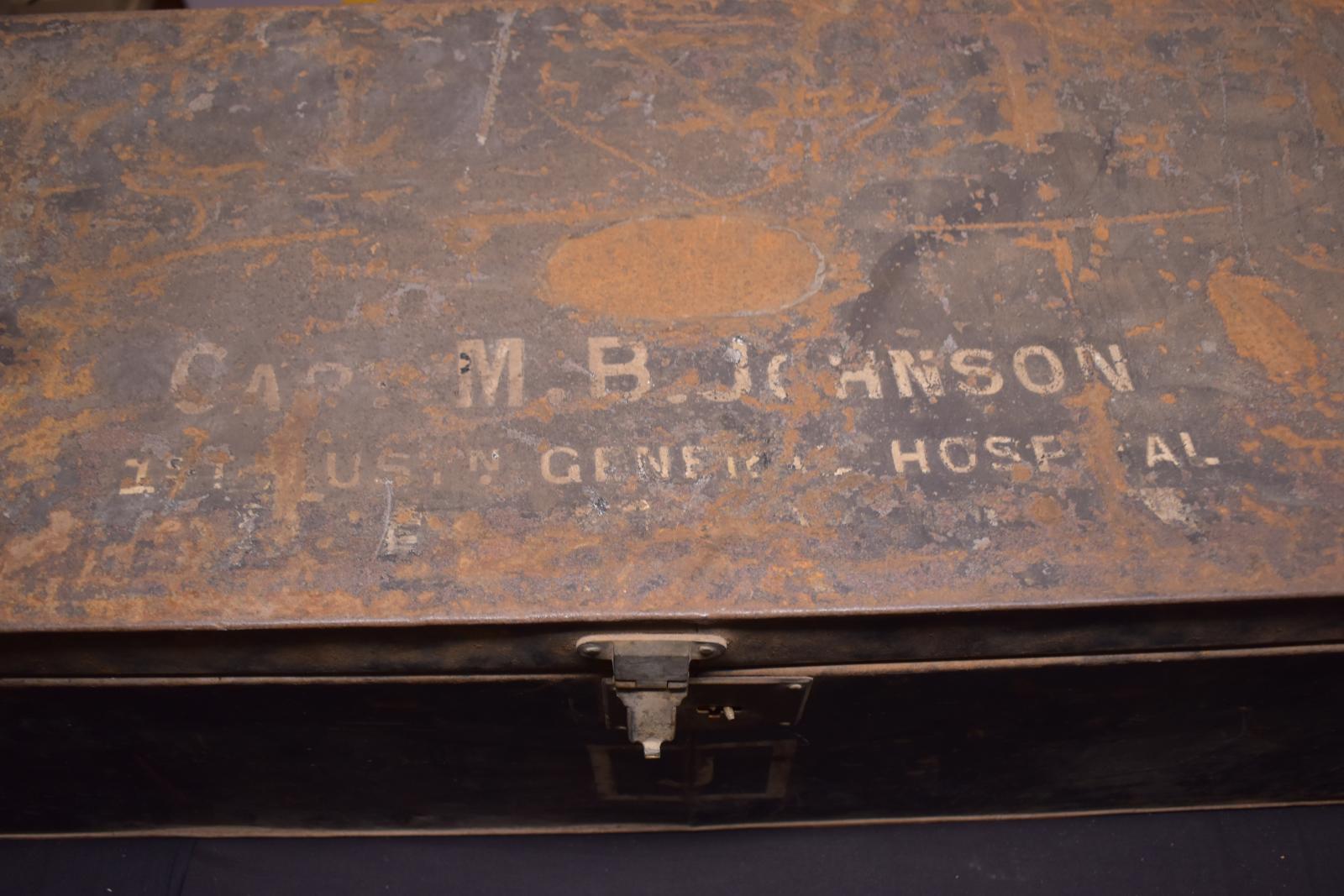 First World War Metal Trunk belonging to Captain (later Major) Maurice Buchan JOHNSON