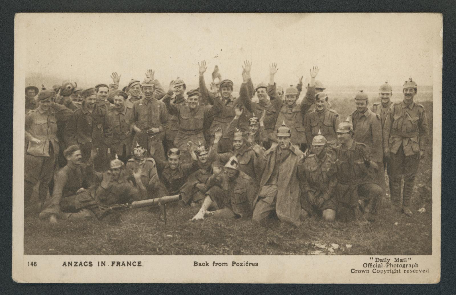 First World War Printed Postcard of ‘Anzcas in France’ Front