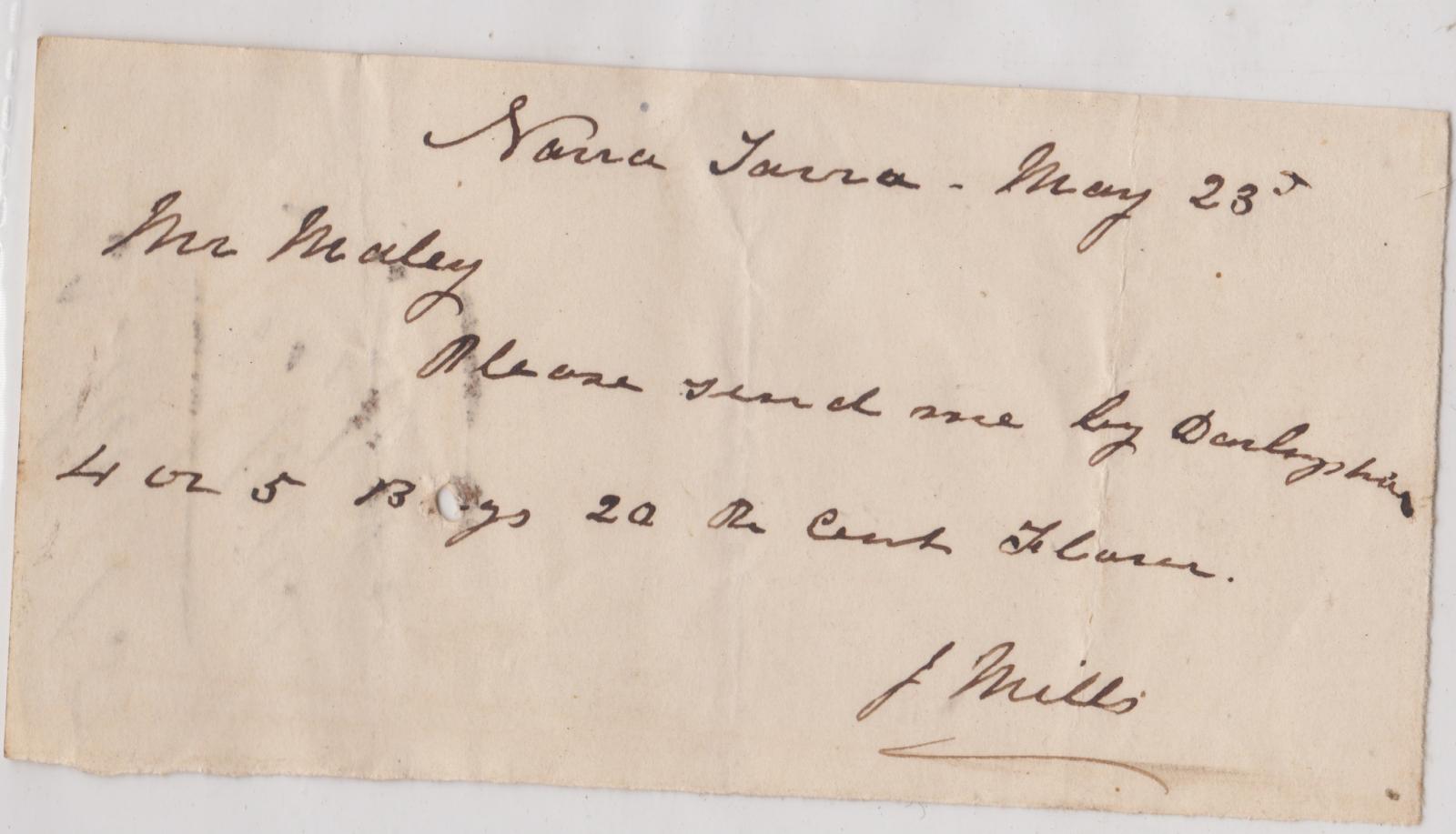 Order for flour from John Mills