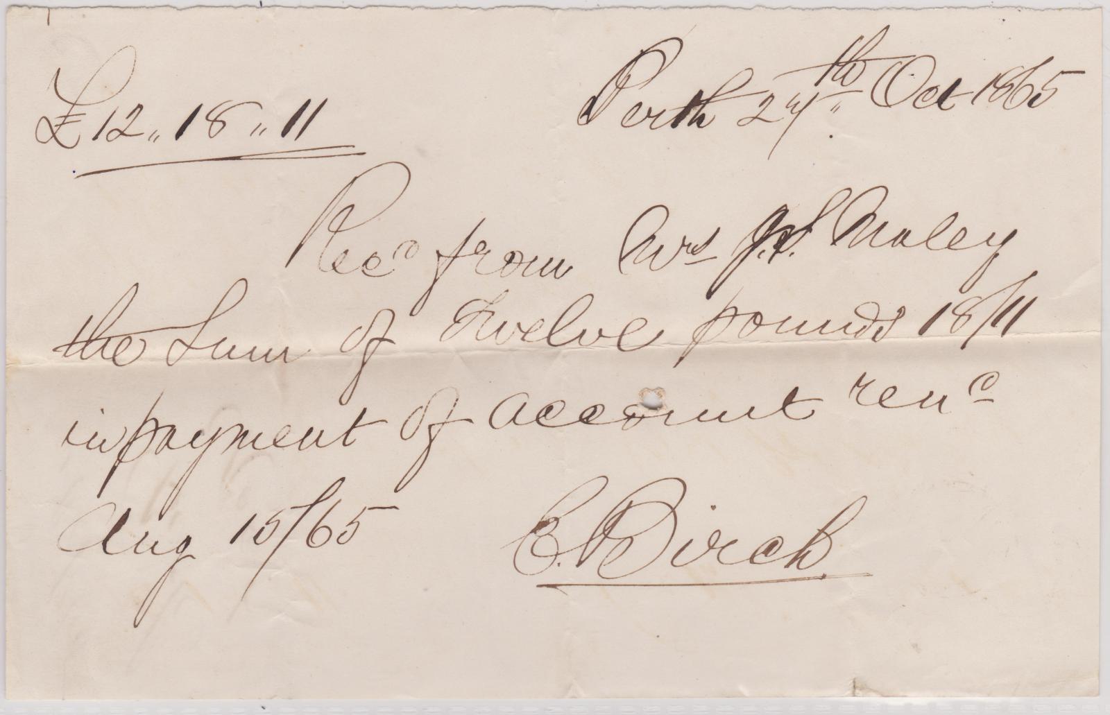 Receipt from E. Birch