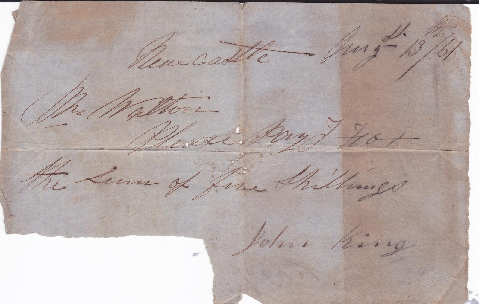 Promissory note from John King