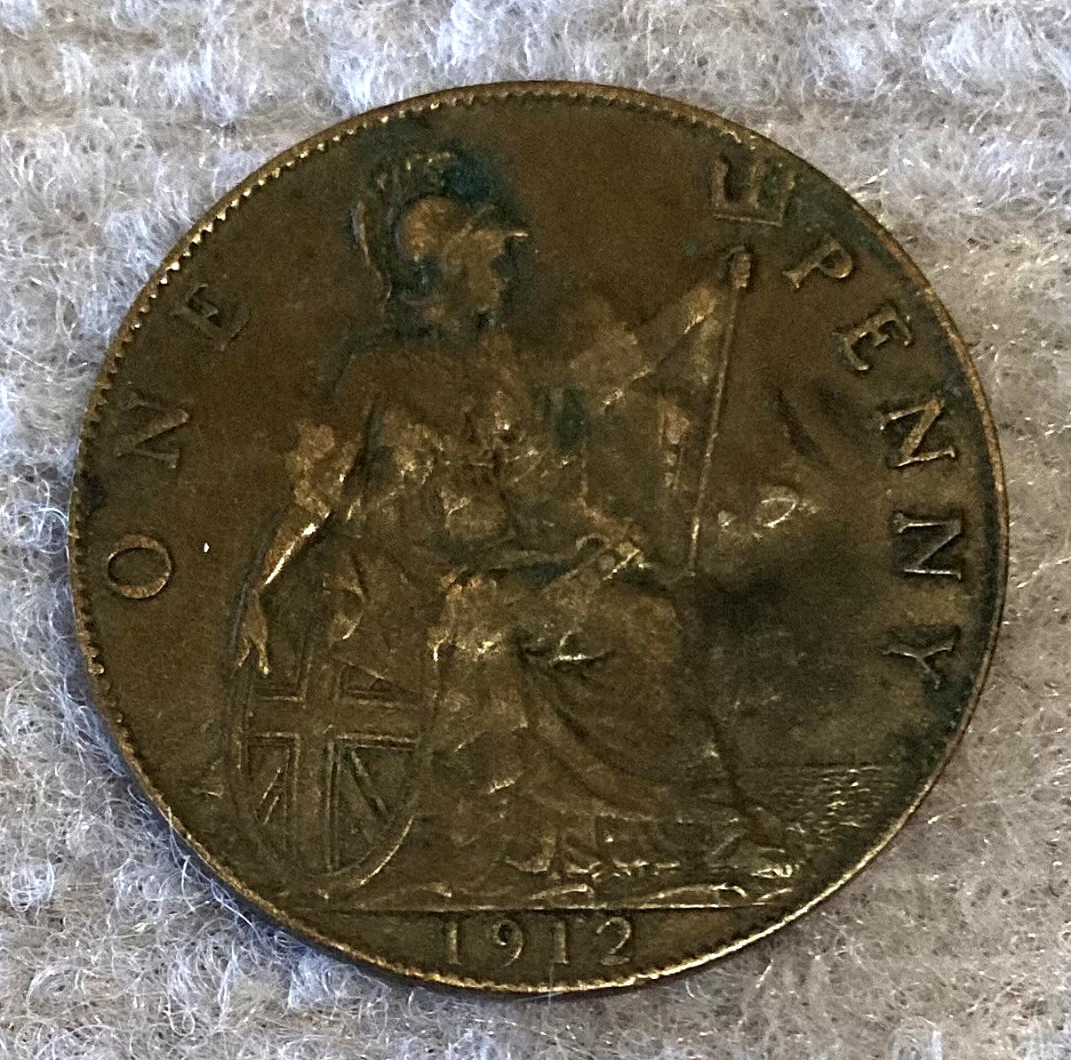 Reverse of WWI identity disc made from a coin for John Stephen Shimmin