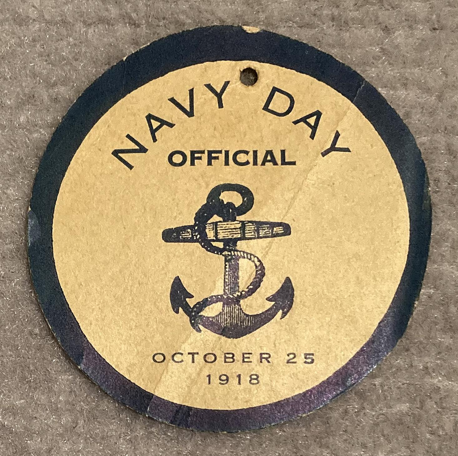 Navy Day 1918 Official fundraising collector's badge