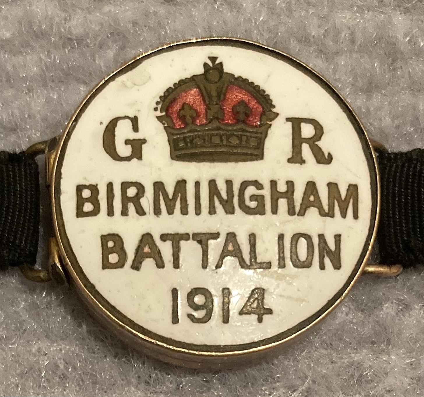 Close-up of Birmingham Battalion lapel badge converted to photo locket