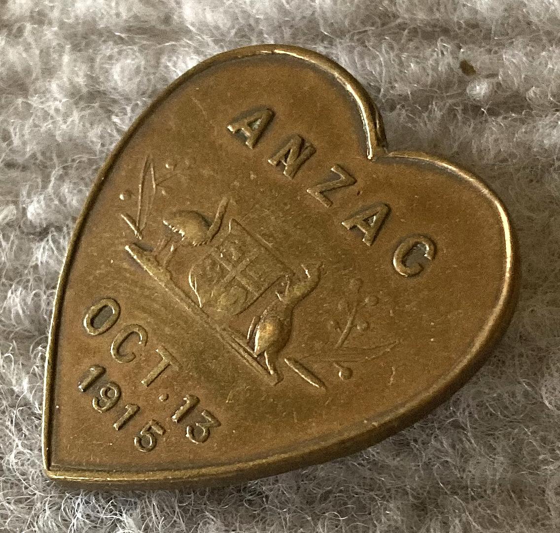 Angled view of sweetheart brooch sold to raise funds on first 'Anzac Day' - 13 October 1915
