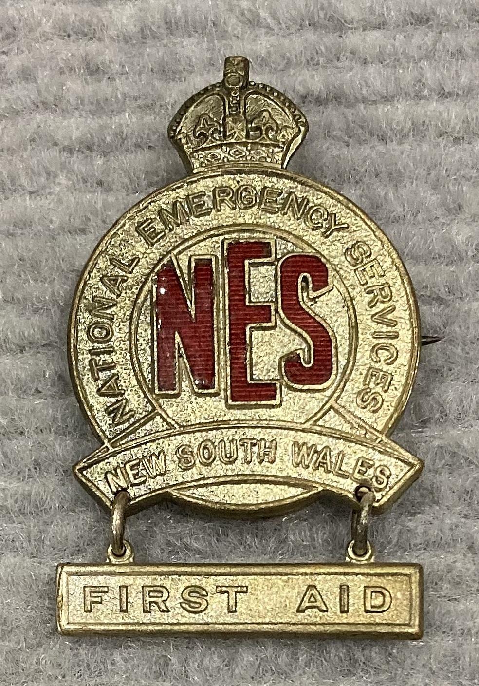 First Aid qualification badge, National Emergency Services (N.E.S.) New South Wales 