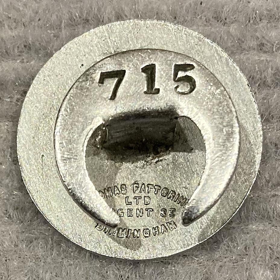 Reverse of WWII era S & J 'On War Work' enamel badge